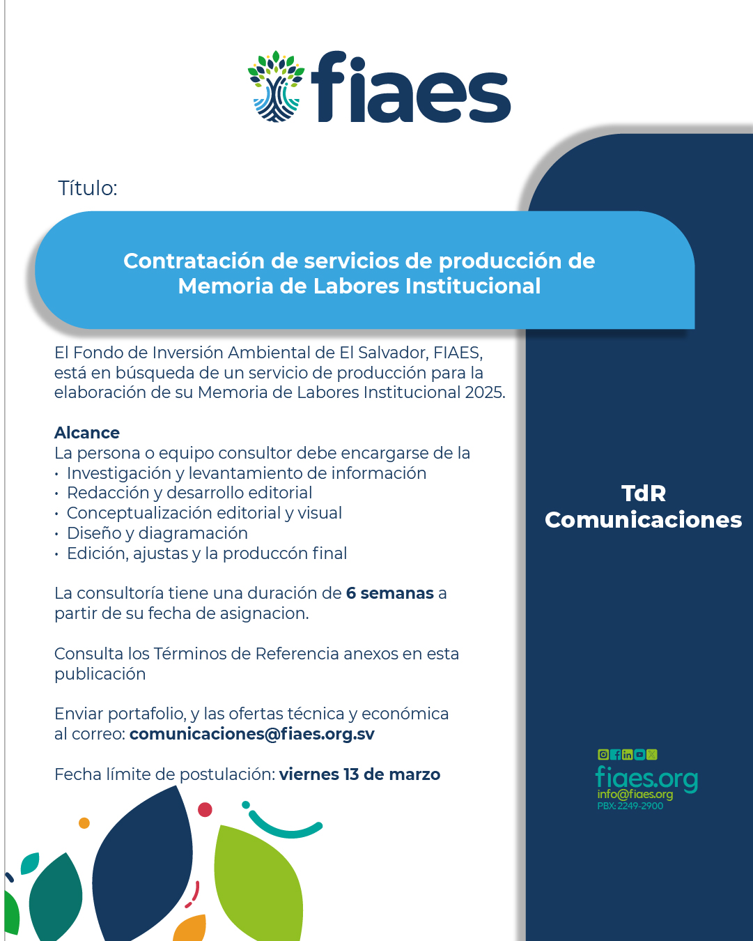 Servicios de producción de Memoria de Labores